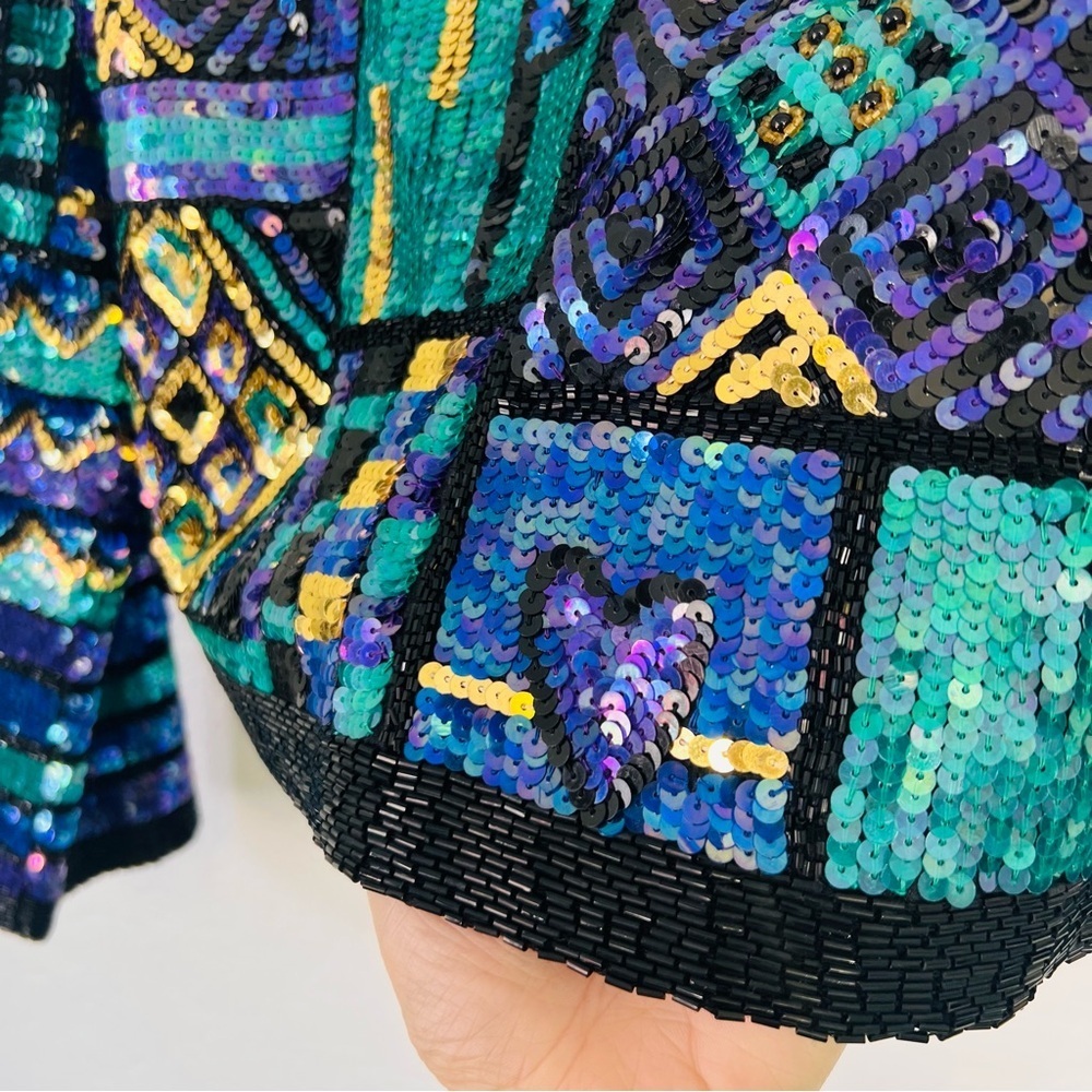 Sequin Embellished Multicolor Vintage  Jacket - Picture 8 of 11